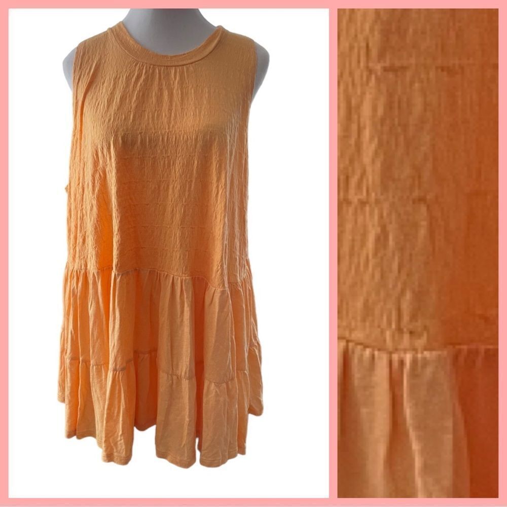 FREE PEOPLE ORANGE TIERED TIE BACK TUNIC TOP